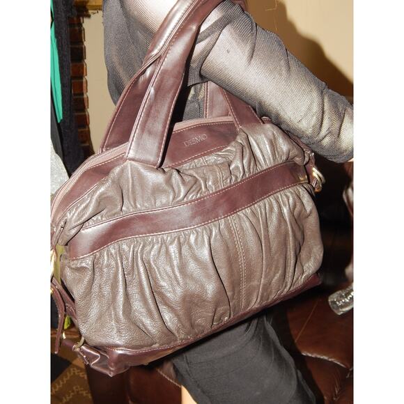 Desmo Brown Leather Handbag Satchel Tote Bag Made In Italy - Picture 9 of 9
